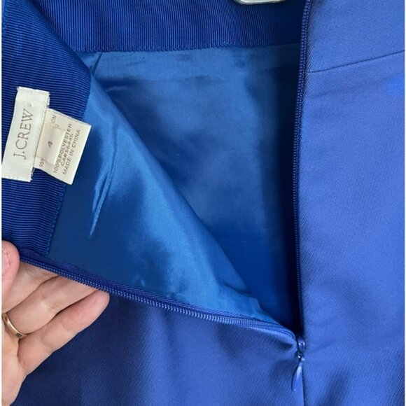 J. Crew Cotton Mini Skirt Sapphire Blue Preppy Office Like New Size 4 - Picture 5 of 8
